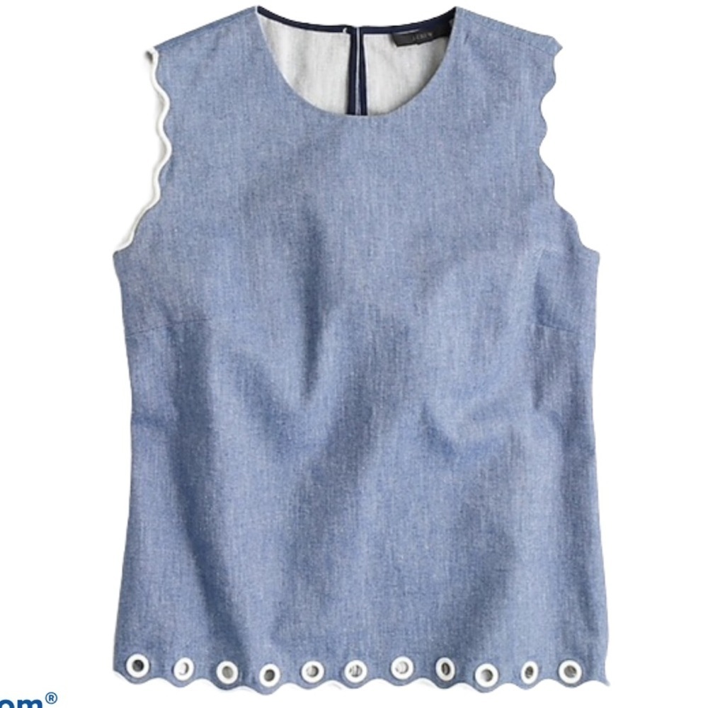 J. Crew Chambray Scallop Cute Top